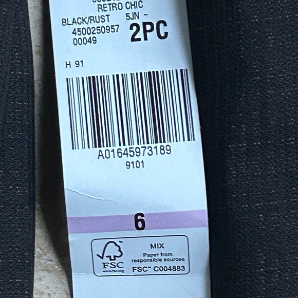 Nine West Classic Skirt Suit, Black Rust Woven Peplum with Stitching, Size 6 - Picture 13 of 16